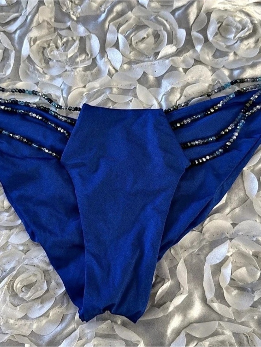 Beach Bunny Blue Bikini Bottom swimsuit with crystals Size S